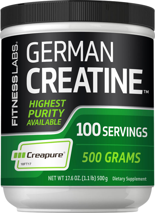Fitness Labs German Creatine Monohydrate Powder | 500 Grams | Creapure Fitness Supplement | 100 Servings BritishVita | Premium UK Vitamins & Wellness Supplements