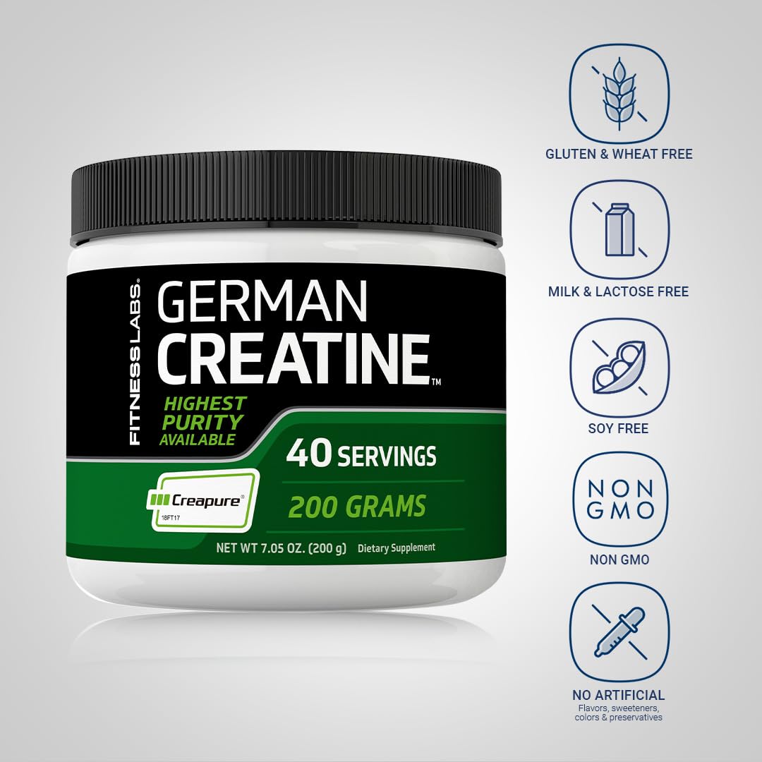 Fitness Labs German Creatine Powder – Creapure Monohydrate, 7.05 oz, Pack of 2