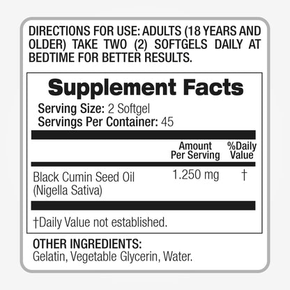 Fito Medic Black Seed Oil 1250 mg Softgels – Organic Cold Pressed, Ultra High Absorption