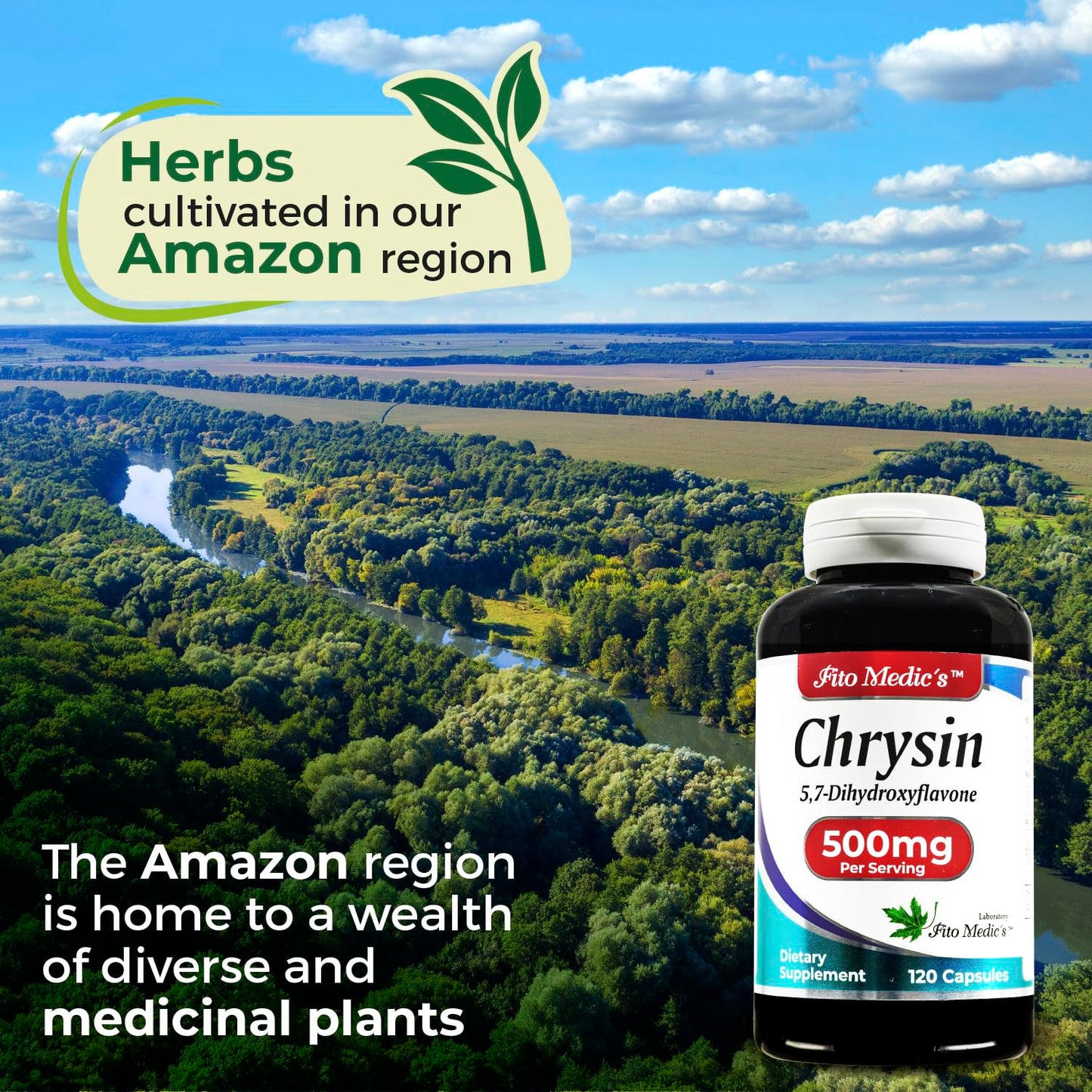 FITO MEDIC'S - Chrysin - 500mg- with - Passion Flower - 120 Capsules, Ultra high Absorption s.