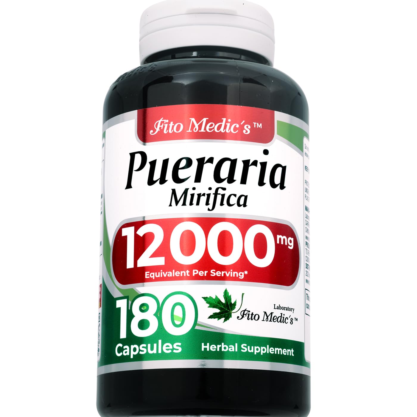 FITO MEDIC'S Lab Pueraria Mirifica Capsules - 180 Count | 12000 mg per Serving | Ultra High Absorption | Pack of 2 | Supplement for Women
