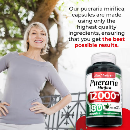 FITO MEDIC'S Lab Pueraria Mirifica Capsules - 180 Count | 12000 mg per Serving | Ultra High Absorption | Pack of 2 | Supplement for Women