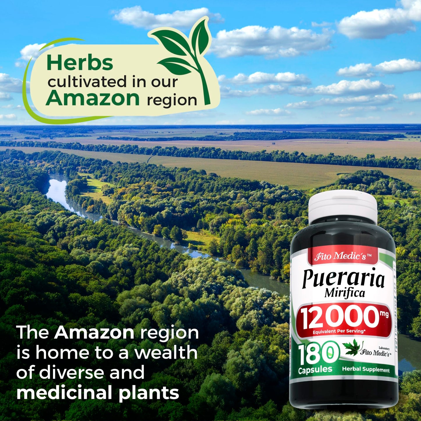 FITO MEDIC'S Lab Pueraria Mirifica Capsules - 180 Count | 12000 mg per Serving | Ultra High Absorption | Pack of 2 | Supplement for Women