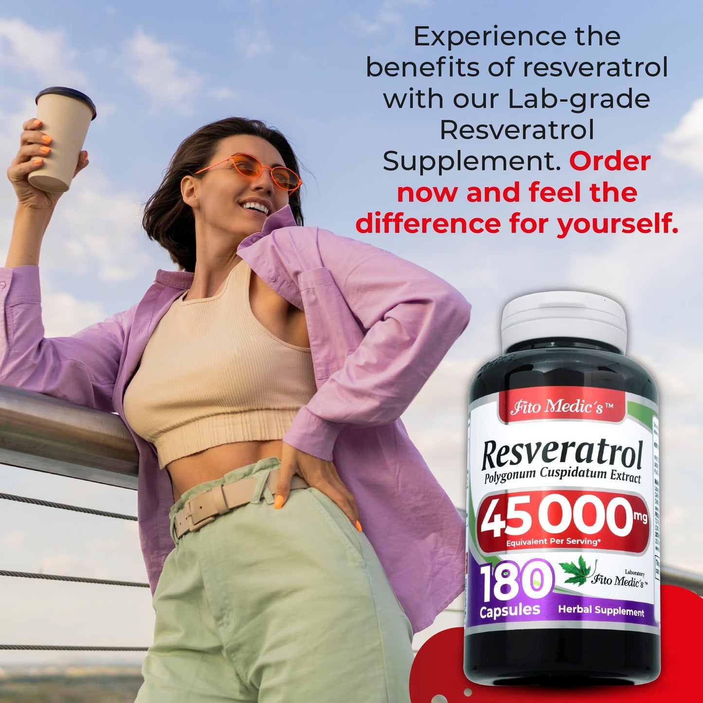 FITO MEDIC'S Lab Resveratrol 450 mg – 180 Count (Pack of 2) | 100:1 Extract