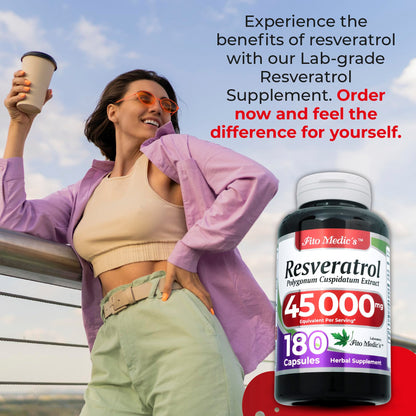 FITO MEDIC'S Lab Resveratrol 450 mg – 180 Count (Pack of 2) | 100:1 Extract
