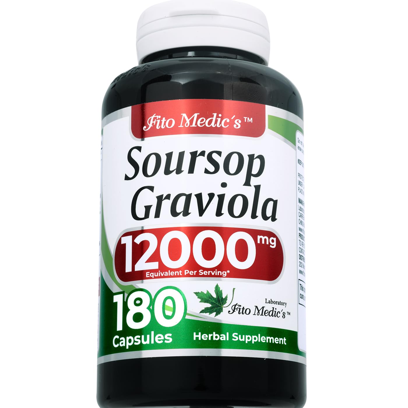FITO MEDIC'S Lab Soursop Graviola 12000 mg Concentrate Extract - Ultra High Absorption (Pack of 2) | 180 Capsules