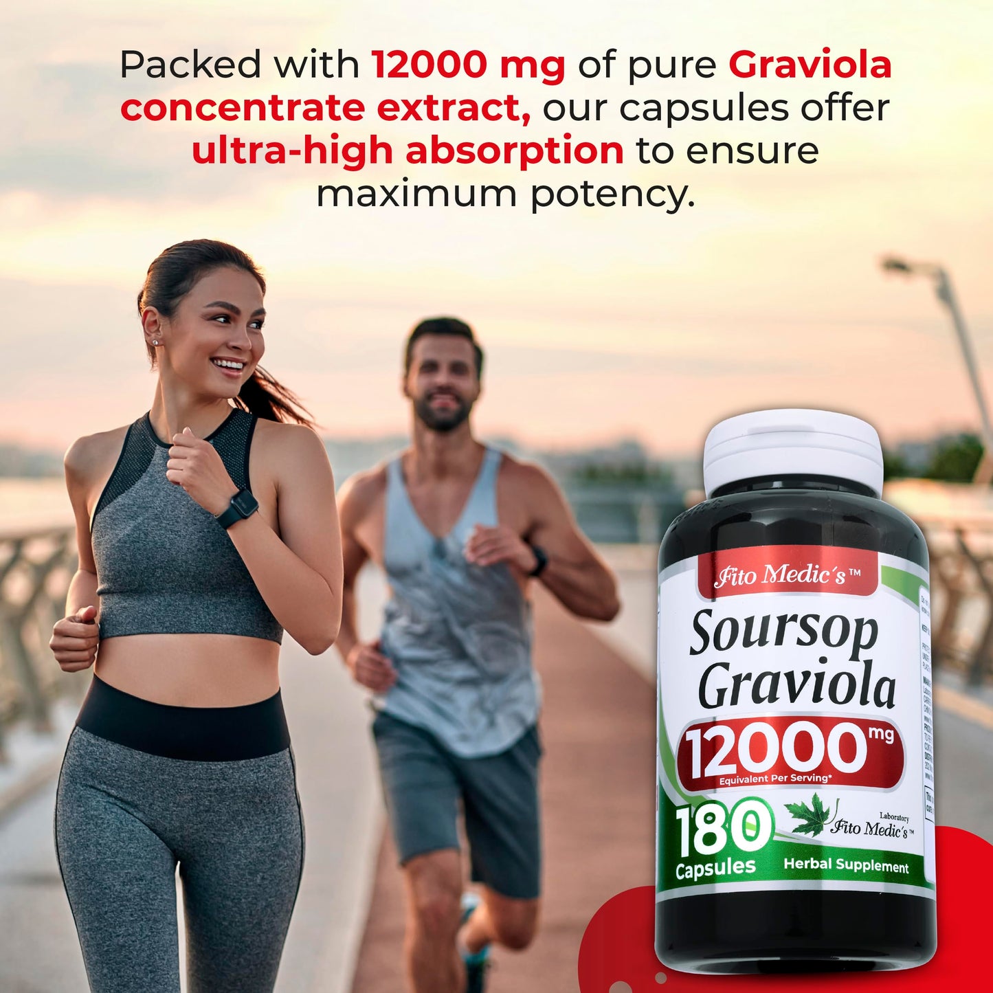 FITO MEDIC'S Lab Soursop Graviola 12000 mg Concentrate Extract - Ultra High Absorption (Pack of 2) | 180 Capsules