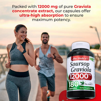 FITO MEDIC'S Lab Soursop Graviola 12000 mg Concentrate Extract - Ultra High Absorption (Pack of 2) | 180 Capsules