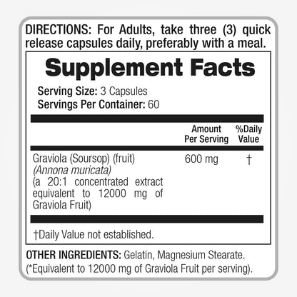 FITO MEDIC'S Lab Soursop Graviola 12000 mg Concentrate Extract - Ultra High Absorption (Pack of 2) | 180 Capsules