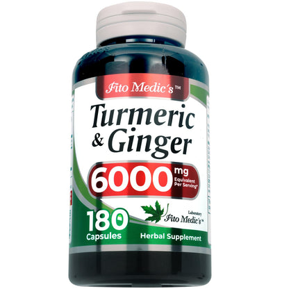 FITO MEDIC'S Lab | Turmeric and Ginger Supplement | 6000 mg | 180 Caps | Ultra High Absorption