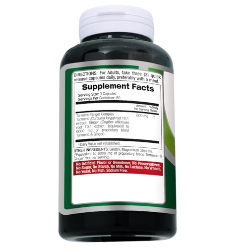 FITO MEDIC'S Lab | Turmeric and Ginger Supplement | 6000 mg | 180 Caps | Ultra High Absorption