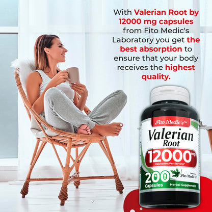 FITO MEDIC'S Lab Valerian Root Capsules – 200 Caps, 12000 mg (Pack of 2)