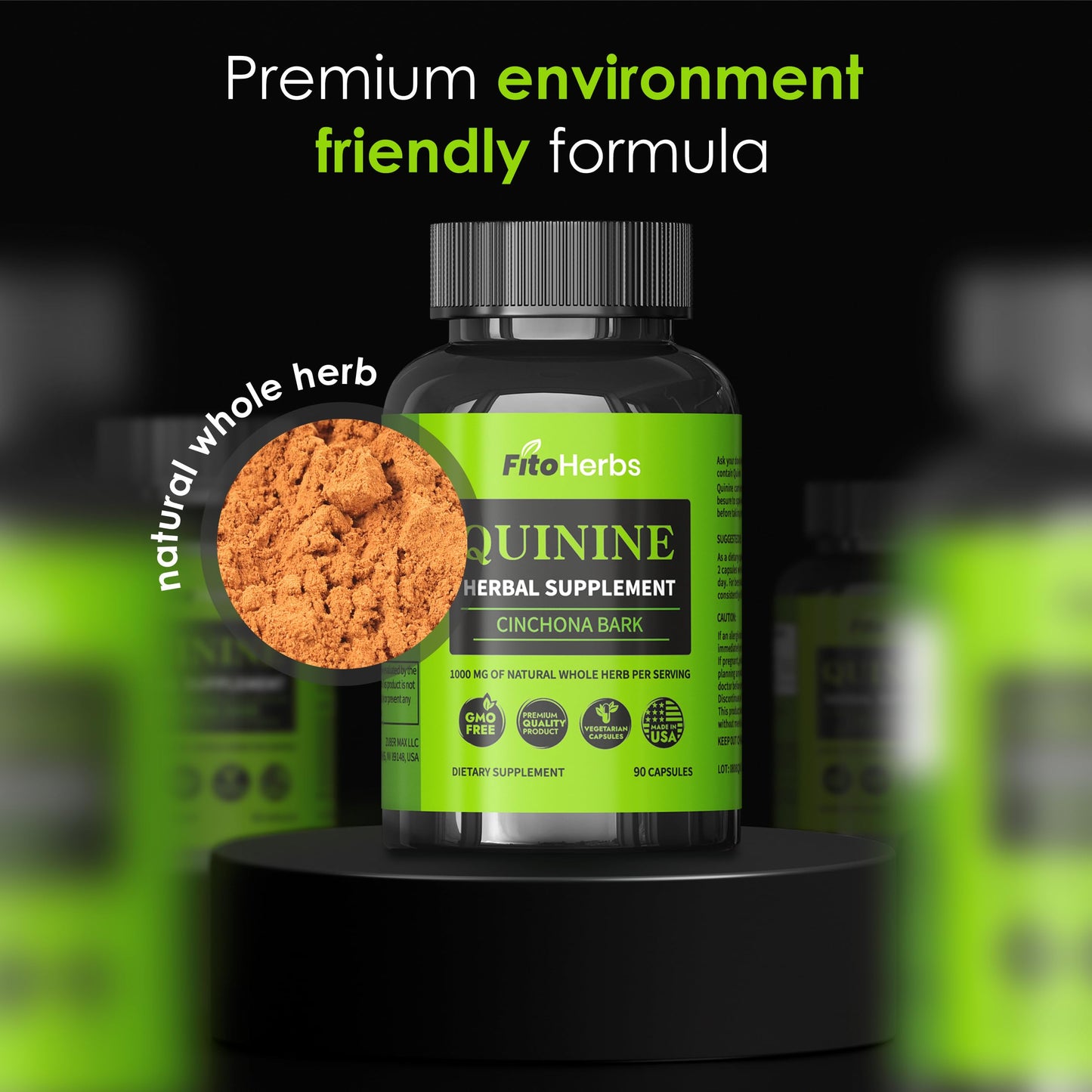 FitoHerbs Quinine Herbal Supplement - Cinchona Bark 1000mg Veg Capsules (90) | Leg Cramps, Immune & Digestive Support