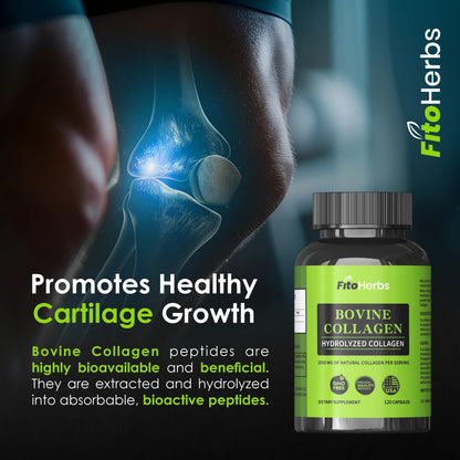 FitoHerbs Vegan Bovine Collagen Capsules – 2000 mg per Serving, Grass-Fed & Non-GMO, 120 Capsules