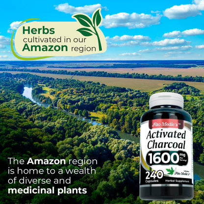 FITO MEDIC'S Lab | Activated Charcoal Pills | 1600 mg per Serving | 240 Caps | Activated Charcoal | Ultra High Absorption