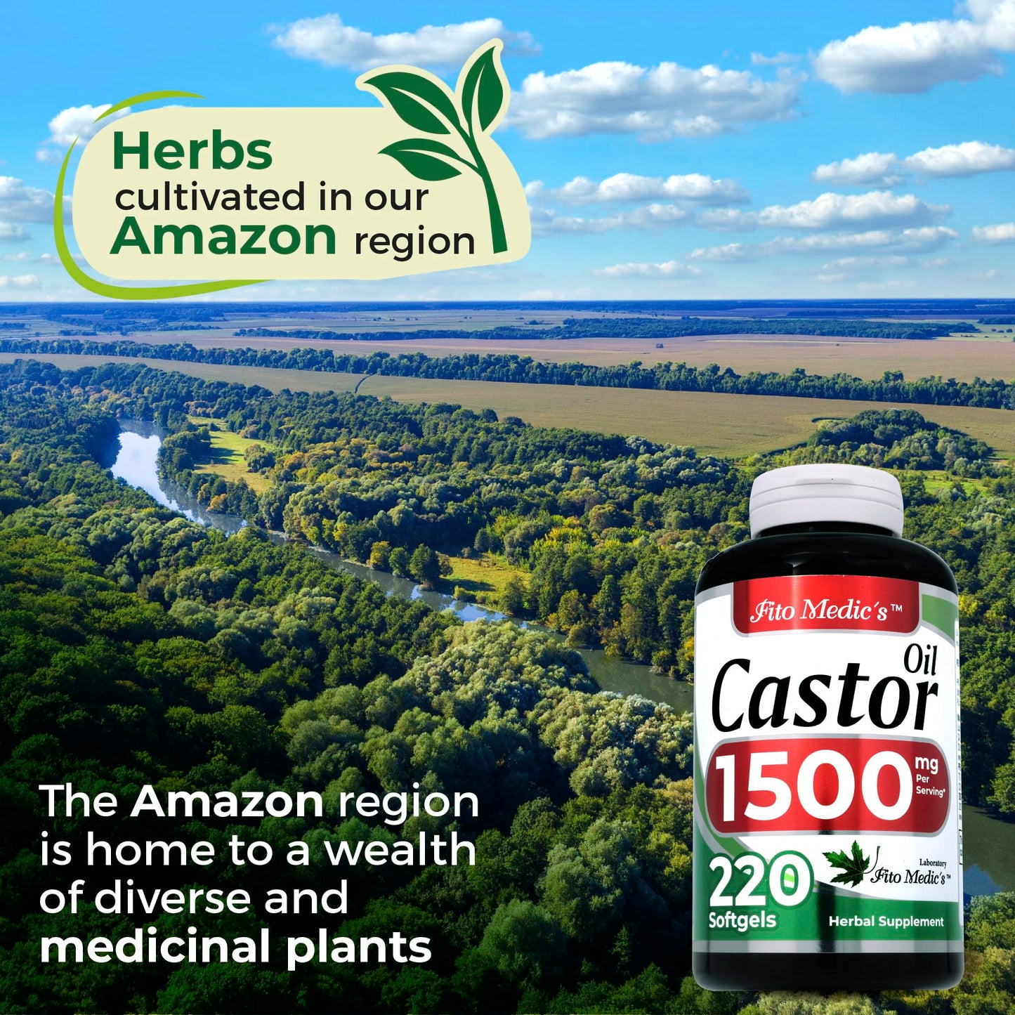 FITO MEDIC'S Lab Castor Oil Pills | 220 Softgels 1500 mg | Castor Oil Softgels Ultra High Absorption (Pack of 2)