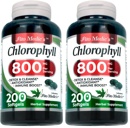 FITO MEDIC'S Lab Chlorophyll 800 mg per Serving - 200 Softgels (Pack of 2)
