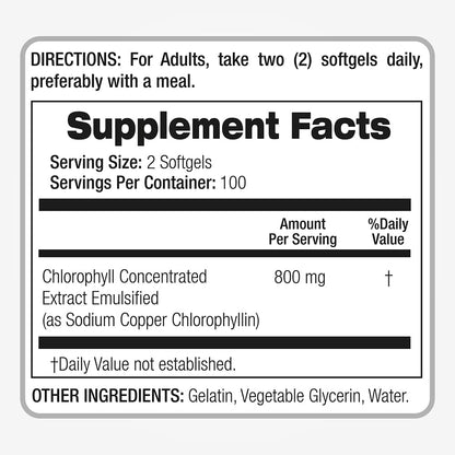 FITO MEDIC'S Lab Chlorophyll 800 mg per Serving - 200 Softgels (Pack of 2)