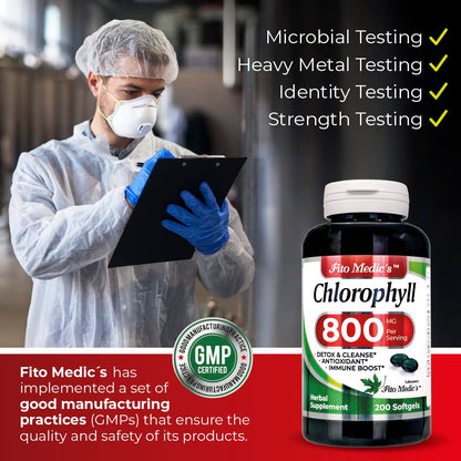 FITO MEDIC'S Lab Chlorophyll 800 mg per Serving - 200 Softgels (Pack of 2)