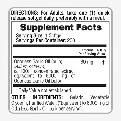 FITO MEDIC'S Lab | Garlic Supplements | Garlic Pills | Odorless Garlic | 200 Softgels