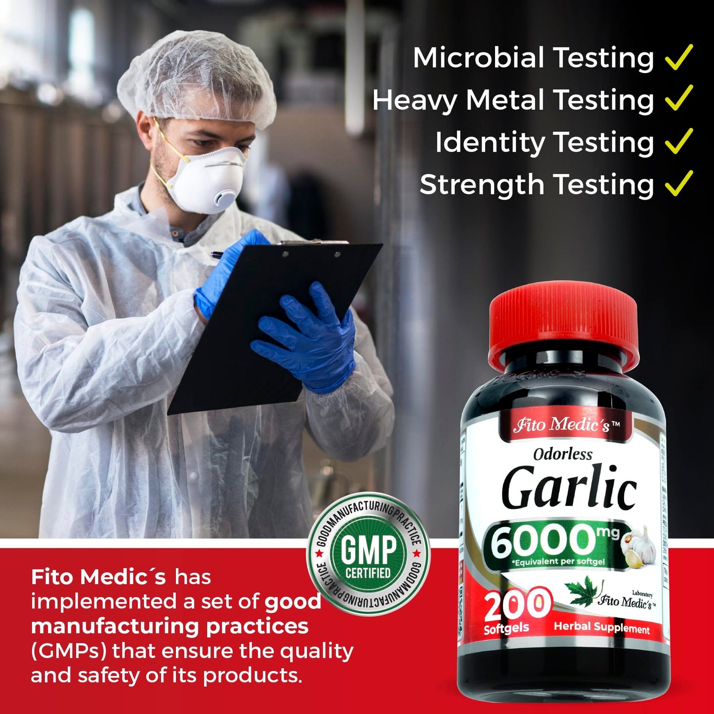 FITO MEDIC'S Lab | Garlic Supplements | Garlic Pills | Odorless Garlic | 200 Softgels