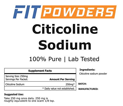 FitPowders Citicoline Powder – CDP-Choline, Non-GMO, 10g with Scoop