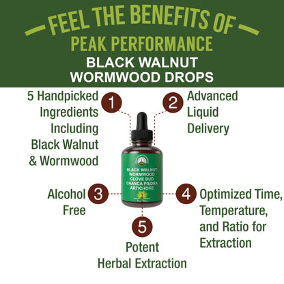 Wormwood Black Walnut Clove Cleanse – Detox & Digestive Support Tincture for Adults & Kids