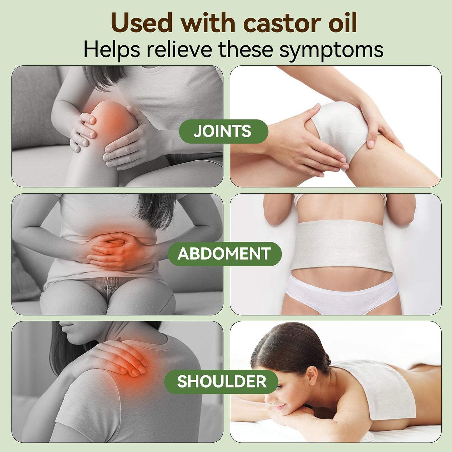 5Pcs Organic Cotton Flannel Castor Oil Pack Wraps - Reusable & Highly Absorbent