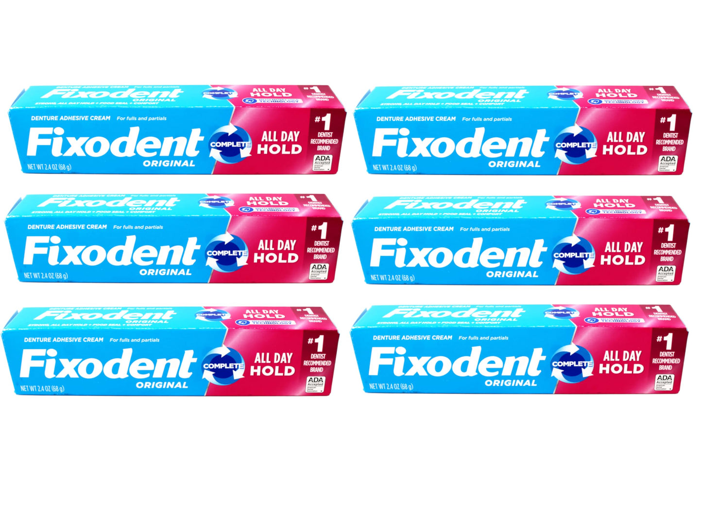Fixodent Cream 2.4 oz Original Denture Adhesive – Pack of 6