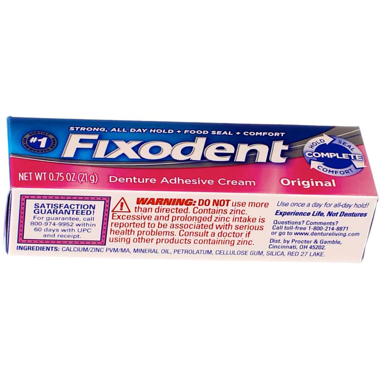 Fixodent Denture Adhesive Cream Original Multi 0.75 oz Pack of 4