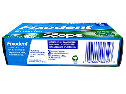 Fixodent Denture Adhesive Powder Extra Strong with Scope - 1.6 oz Pack of 3