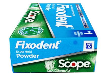 Fixodent Denture Adhesive Powder Extra Strong with Scope - 1.6 oz Pack of 3