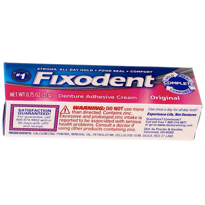 Fixodent Denture Adhesives Cream Original 0.75 oz – Pack of 6