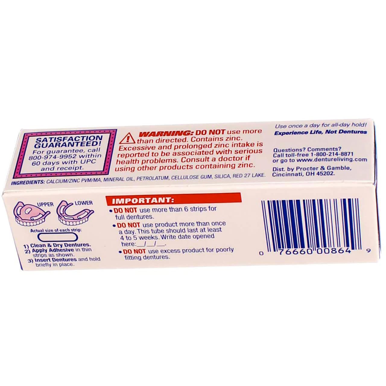 Fixodent Original Denture Adhesive Cream 1.4 oz (41 ml) 6 Pack