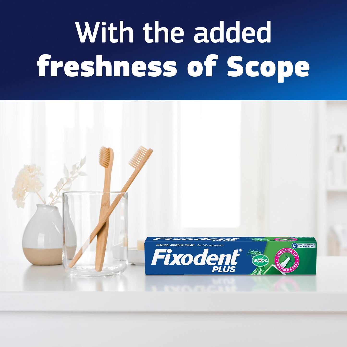 Fixodent Plus Scope Secure Denture Adhesive 2.0oz Pack of 4