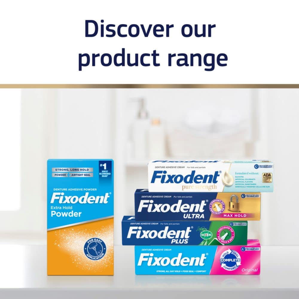 Fixodent Pure Strength Denture Adhesive 2.4oz (Pack of 4) - ADA Accepted