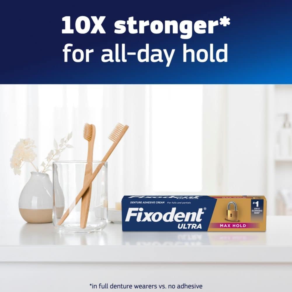 Fixodent Ultra Max Hold Denture Adhesive – 2.2 oz (Pack of 7)