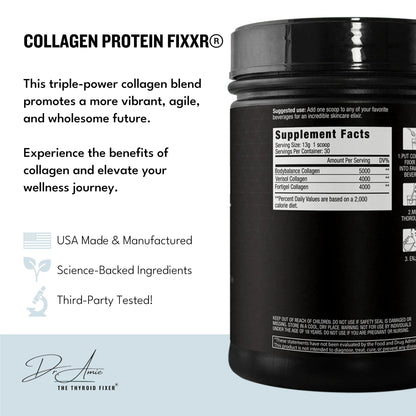 Fixxr Collagen 2.0 by Dr. Amie – 3 Bioactive Collagen Peptides | Unflavored | 30 Servings