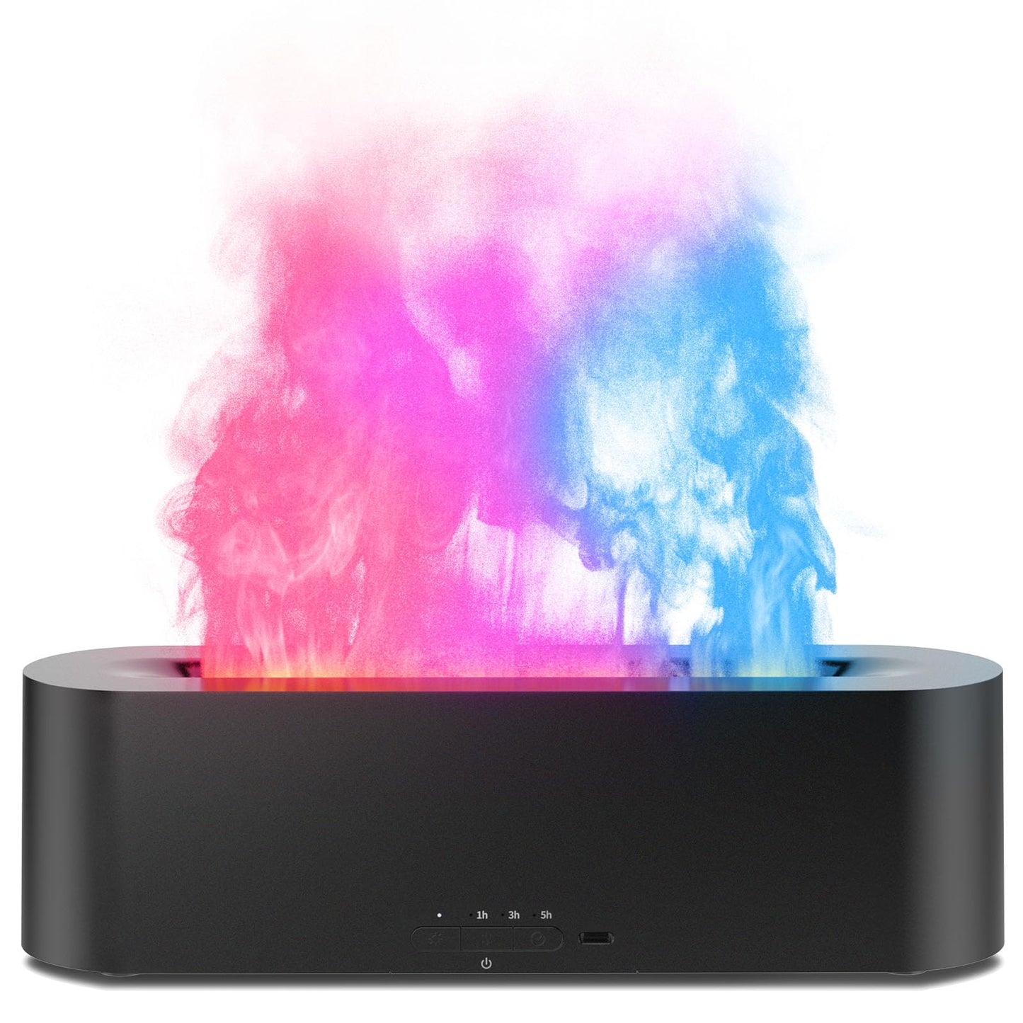 Flame Air Diffuser, Humidifier & Essential Oil Diffuser - 7 Colors, 180mL, 8h, Noiseless, Auto-Off - Black