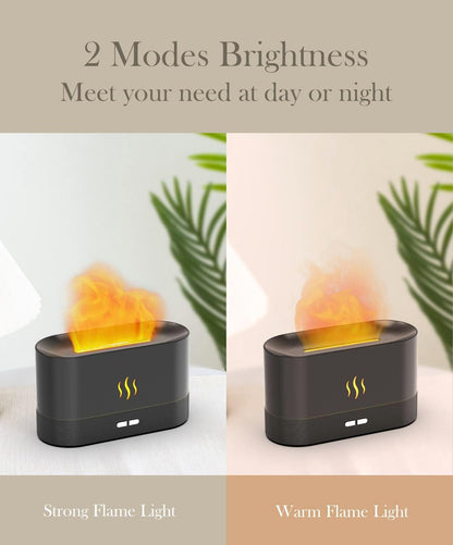 Flame Air Diffuser Humidifier - Ultrasonic Aromatherapy, Auto-Off (Black)