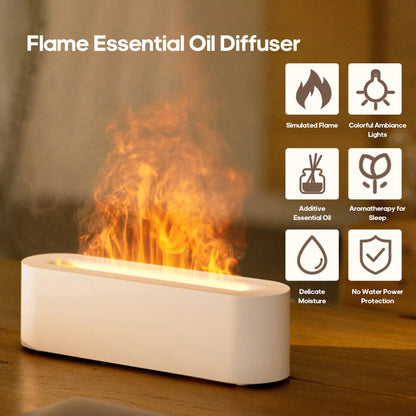 Flame Colorful Essential Oil Diffuser – Aromatherapy Humidifier (White)