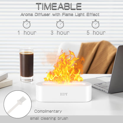 Flame Essential Oil Diffuser 150ml | 7 Color Lights, Timer & Auto Shut-Off (White)