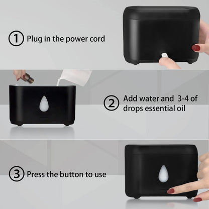 Flame Diffuser for Essential Oils | 200ml Ultrasonic Aroma Diffuser with Auto-Off (Black)