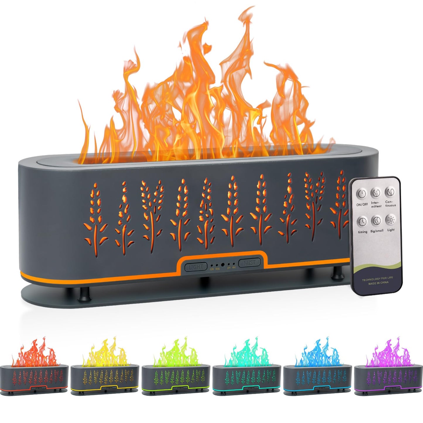 Essential Oil Diffuser Flame Air 200ml – Auto-Off, 4 Timer Modes (Wheat-Gray)