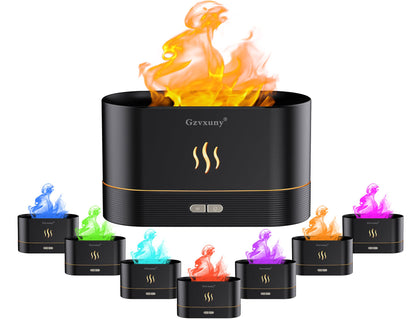 Flame Essential Oil Diffuser - 7-Color LED Flame Lights | Ultra Quiet Humidifier (Black)