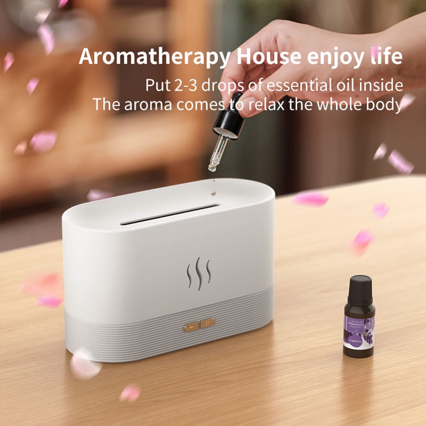 Flame Essential Oil Diffuser - 7-Color LED Flame Lights | Ultra Quiet Humidifier (Black)