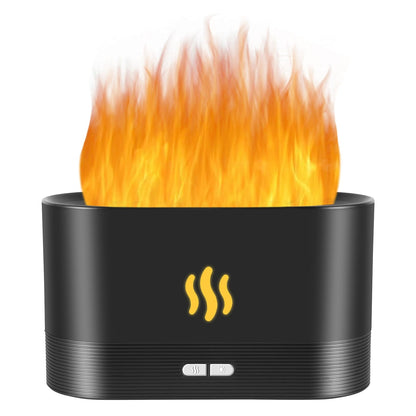 Flame Diffuser Humidifier with Auto Off – 180ml Essential Oil Diffuser (Black) | 2 Modes & Fire Flame Effect