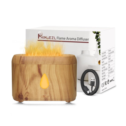 Flame Diffuser for Essential Oils | 200ml Ultrasonic Aroma Diffuser with Auto-Off (Wooden Grain)