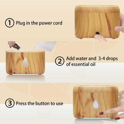 Flame Diffuser for Essential Oils | 200ml Ultrasonic Aroma Diffuser with Auto-Off (Wooden Grain)