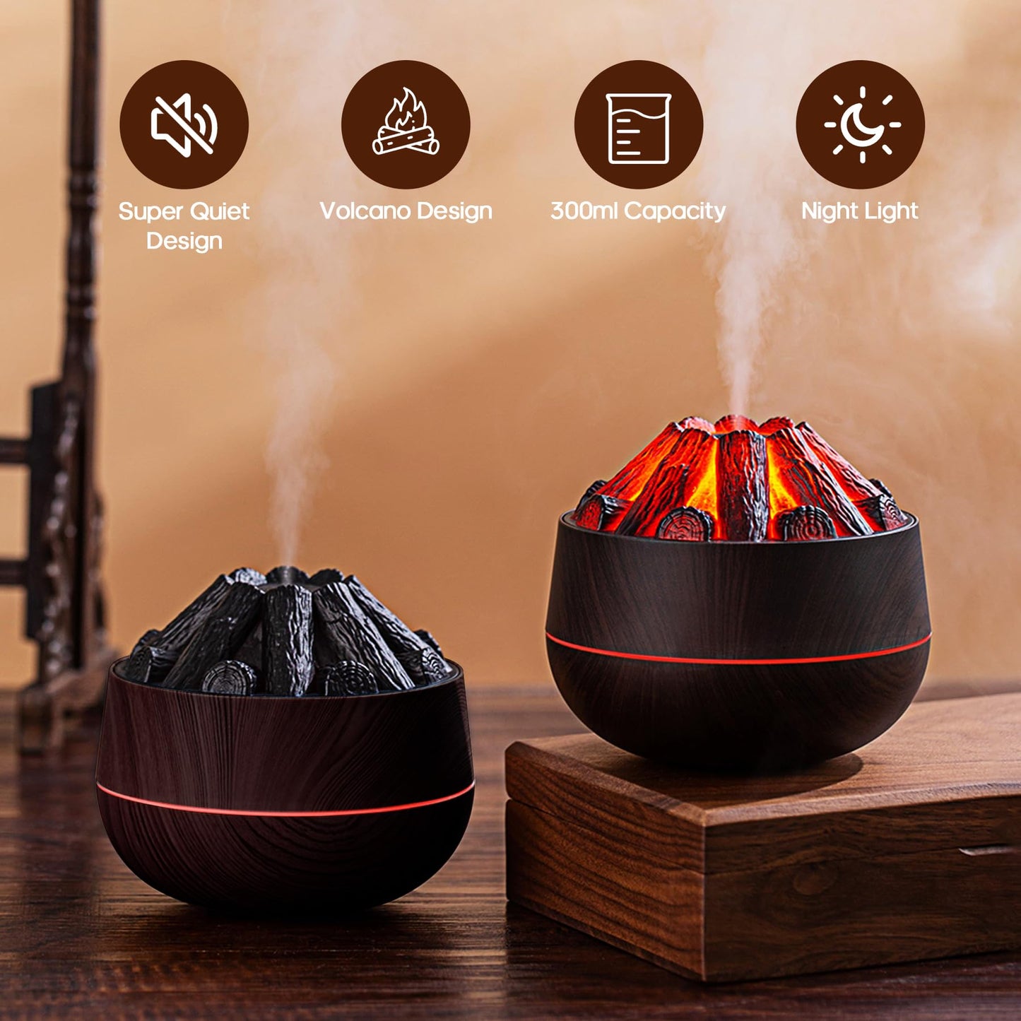 Flame Essential Diffuser 300ml – Ultra-Quiet Aromatherapy